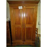 LARGE MAHOGANY TWO DOOR WARDROBE WITH TWO DRAWERS TO BASE (KEY IN OFFICE)