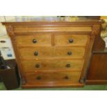 LARGE VICTORIAN MAHOGANY CHEST OF TWO SHORT OVER THREE LONG GRADUATED DRAWERS WITH EBONISED HANDLES,
