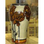 ROYAL DOULTON STONEWARE VASE DECORATED WITH TREES (A/F), IMPRESSED FACTORY STAMP TO BASE, STAMPED