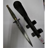 'THE FS FIGHTING KNIFE' WITH LEATHER SCABBARD