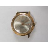 POLJOT GENTS WRISTWATCH, STAINLESS STEEL AND GOLD PLATED, BATON NUMERALS, DATE APERTURE, DIAL MARKED