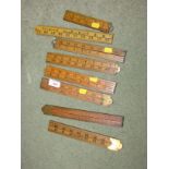 EIGHT VINTAGE FOLDING RULERS INCLUDING RAYBONE