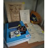 SHELF OF MASONIC ITEMS INCLUDING ROYAL MASONIC SCHOOL COAT OF ARMS