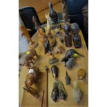 QUANTITY OF CARVED TREEN ANIMALS AND OTHER FIGURES