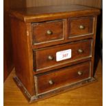 MINIATURE MAHOGANY CHEST OF TWO SHORT OVER TWO LONG DRAWERS