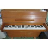 TEAK VENEERED CASED ZENDER UPRIGHT SMALL PIANO