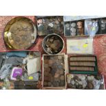 ASSORTMENT OF MAINLY BRITISH PRE-DECIMAL COINS CONTAINED IN EIGHT TINS AND BOXES