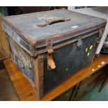 VINTAGE FIBRE AND LEATHER TRAVEL BOX (A/F)