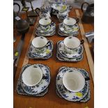 ART DECO ROYAL DOULTON FLORALLY DECORATED PART TEA SET INCLUDING MILK JUG, CUPS, SAUCERS AND CAKE