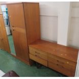 UNIFLEX TEAK VENEERED TWO DOOR WARDROBE AND MATCHING SIX DRAWER CHEST