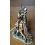 CERAMIC FIGURE OF KNIGHT ON HORSEBACK, ITALIAN MADE