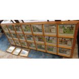 A framed group of twenty-one Rules of Golf reproduction prints after Charles Crombie, mounted in a