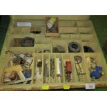 WOODEN BOX WITH CONTENTS OF ASSORTED MECCANO PARTS, ETC (A/F)