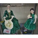 TWO ROYAL DOULTON FIGURINES - 'A LADY FROM WILLIAMSBURG' HN2228 AND 'FRANCINE' HN2432