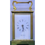 MAPPIN & WEBB BRASS CASED CARRIAGE CLOCK WITH WINDING KEY, MOVEMENT MARKED 'MADE IN ENGLAND 7