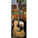 ENCORE W255 SIX STRING ACOUSTIC GUITAR WITH SOFT CASE