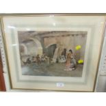 FRAMED AND MOUNTED PRINT AFTER SIR WILLIAM RUSSELL FLINT 'THE UNWELCOME INTRUDERS'