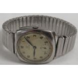 Vintage Omega ladies stainless steel wristwatch, Arabic numerals, subsidiary seconds dial with a