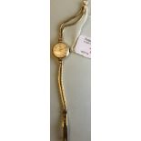 9 carat gold vintage Tissot ladies mechanical cocktail wristwatch with 9 carat gold rope bracelet