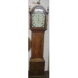 A striking eight day 19th century long case clock signed Snape of Rothbury. The white painted