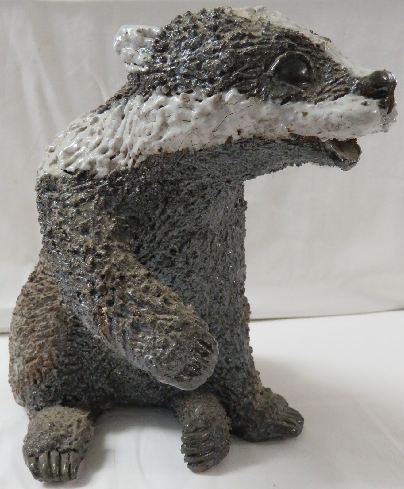 Gil Tregunna studio pottery figure of a crouching badger, signed, length 41cm, together with a - Image 7 of 10