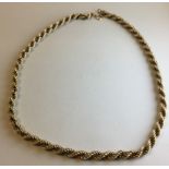 Yellow metal rope neck chain, clasp stamped 9K, length 39cm, 11.5g