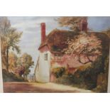 S Endacott - cottage amongst trees, watercolour, signed lower left, (26cm x 35.5cm), glazed and in a