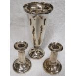 Silver stem vase on stepped circular foot with filled base, marks for Birmingham, 1911, maker's