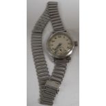 Ladies military issue stainless steel mechanical wristwatch, Arabic numerals, subsidiary seconds