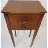 Regency style mahogany work table, hinged top revealing a shallow compartment lined with green