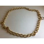 18 carat gold closed chain of curb and round links, each link stamped 18, an additional unmarked