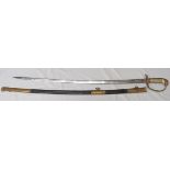 German Naval Officer's sword with lion's head pommel, the blade marked F.W. Holler Solingen,