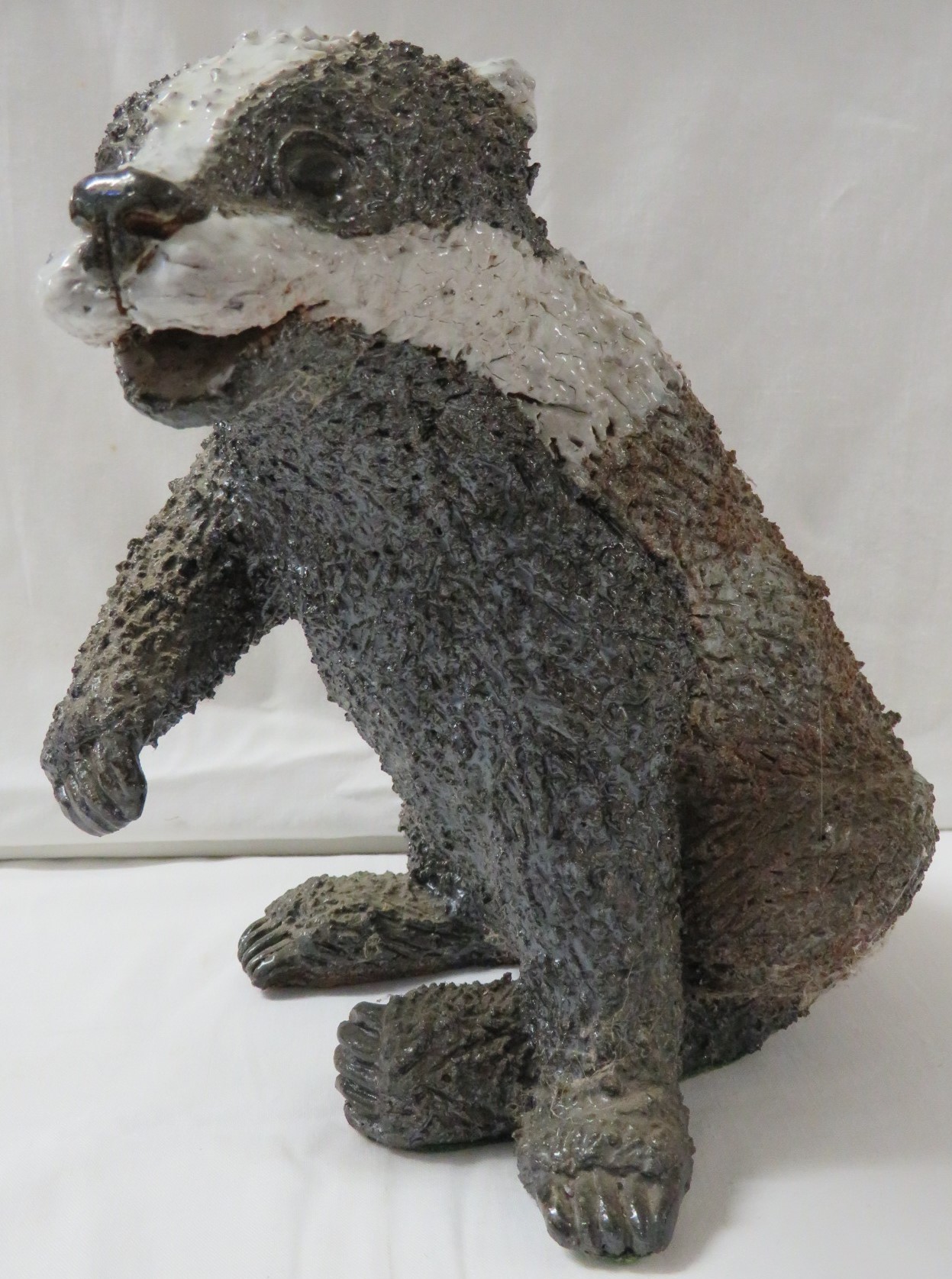 Gil Tregunna studio pottery figure of a crouching badger, signed, length 41cm, together with a - Image 6 of 10