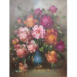 Vase of flowers, oil on canvas, signed Gitta lower right, (49cm x 39,5cm), in a decorative gilt