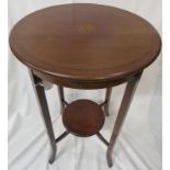 Late Victorian/Edwardian mahogany two-tier circular plant stand with ebony and boxwood stringing,