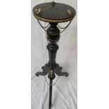 Ebonised wood jardiniere with gilt brass mounts and tripod foot, height 85cm