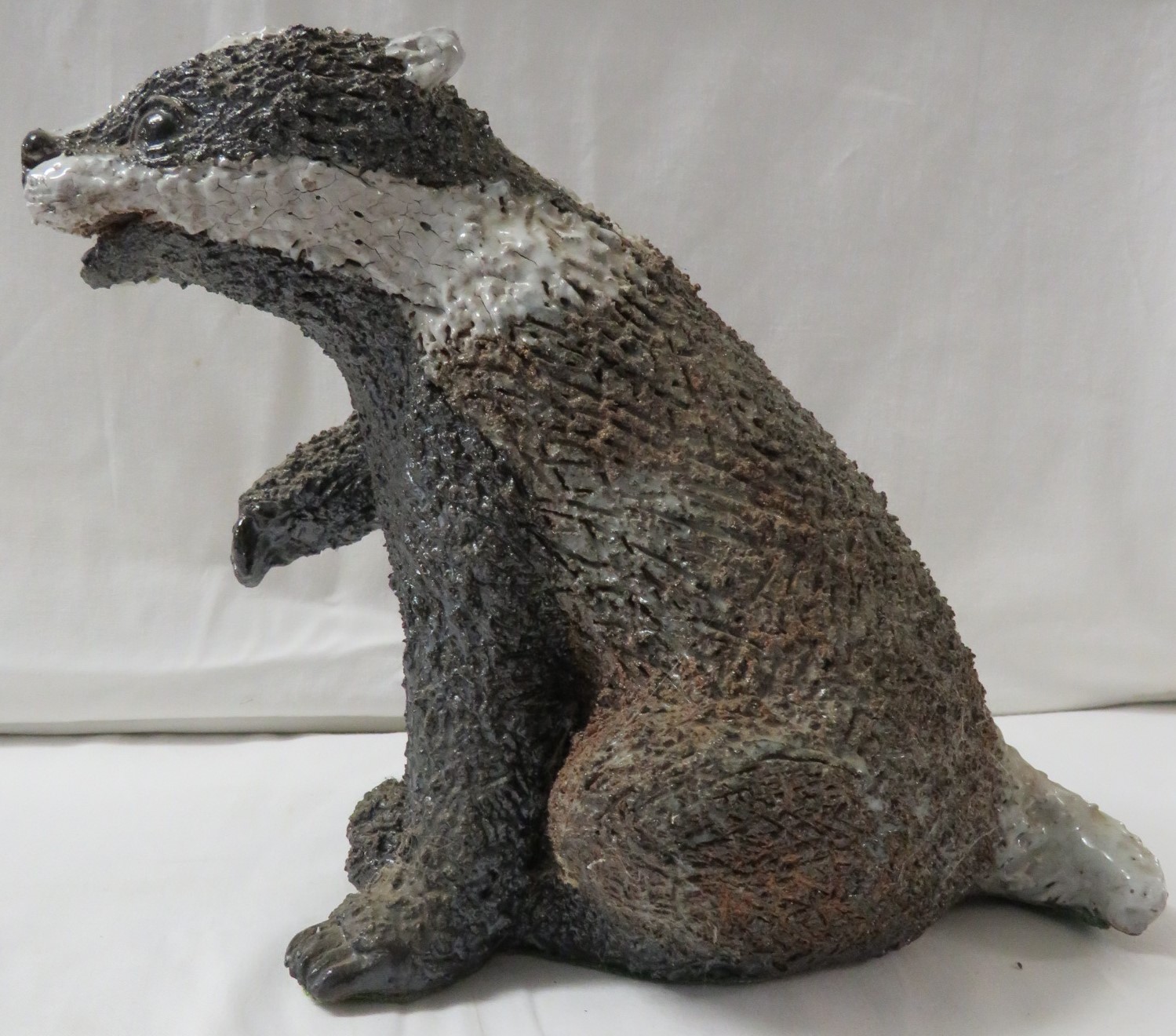 Gil Tregunna studio pottery figure of a crouching badger, signed, length 41cm, together with a - Image 9 of 10