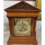 A Winterhalder & Hofmeier striking eight day mantel clock with silvered silent / chime, slow /