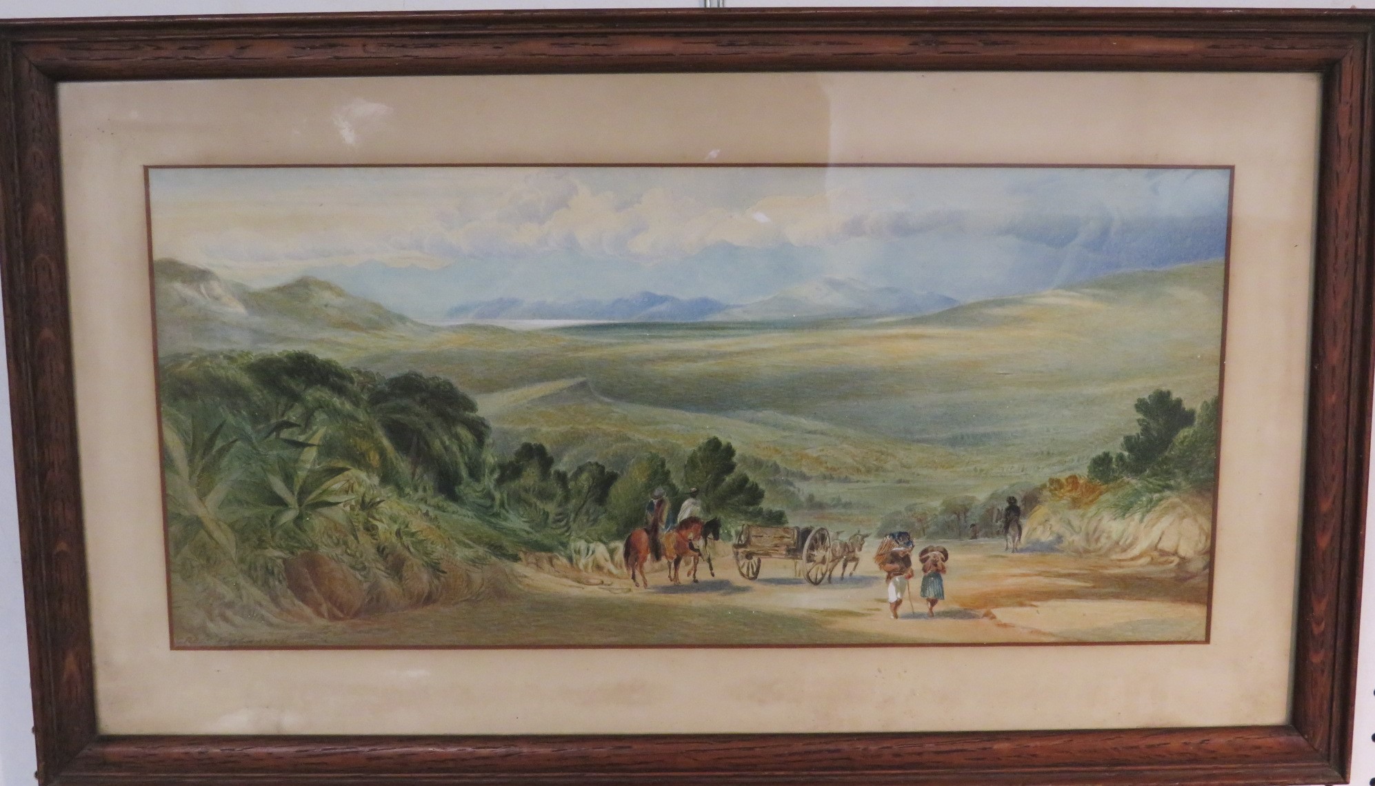 Cross Buchanan - horse, cart and figures on plain, watercolour, signed lower left, (19cm x 41cm), - Image 2 of 4