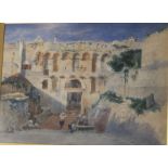 Figures amongst a classical ruin, watercolour, (48cm x 66cm), signed and dated lower left J. B.