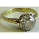 Solitaire diamond ring, brilliant cut stone estimated at 2.25 ct in a claw setting, yellow metal