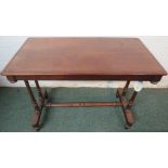 Early Victorian mahogany hall table with baluster turned supports and turned stretcher, on short