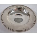 Small plain circular silver dish, marks for London, 1977, Jubilee mark, maker's stamp ERS,