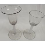 Two first period 20th century hand blown helix stemmed wine glasses, height 14.5cm and 16.2cm