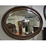 OAK FRAMED BEVEL EDGED WALL MIRROR