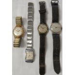 Four vintage gentleman's mechanical wristwatches - Bassin Super-Automatic, Timex, Langel and Arugo