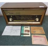 Grundig 4090 radio, serial number 104017338, wooden casing, height 36cm width 71cm depth 30cm,