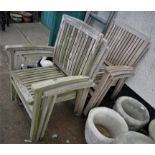 SIX HARDWOOD GARDEN CHAIRS