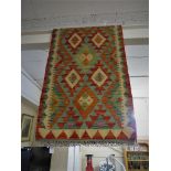 HAND KNOTTED WOVEN FLOOR RUNNER WITH GEOMETRIC PATTERN, 202CM X 64CM