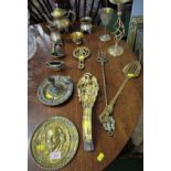 BRASS AND METALWARE INCLUDING CHAMBER STICK, TEA POT, TOASTING FORK AND DECORATIVE MOULDING